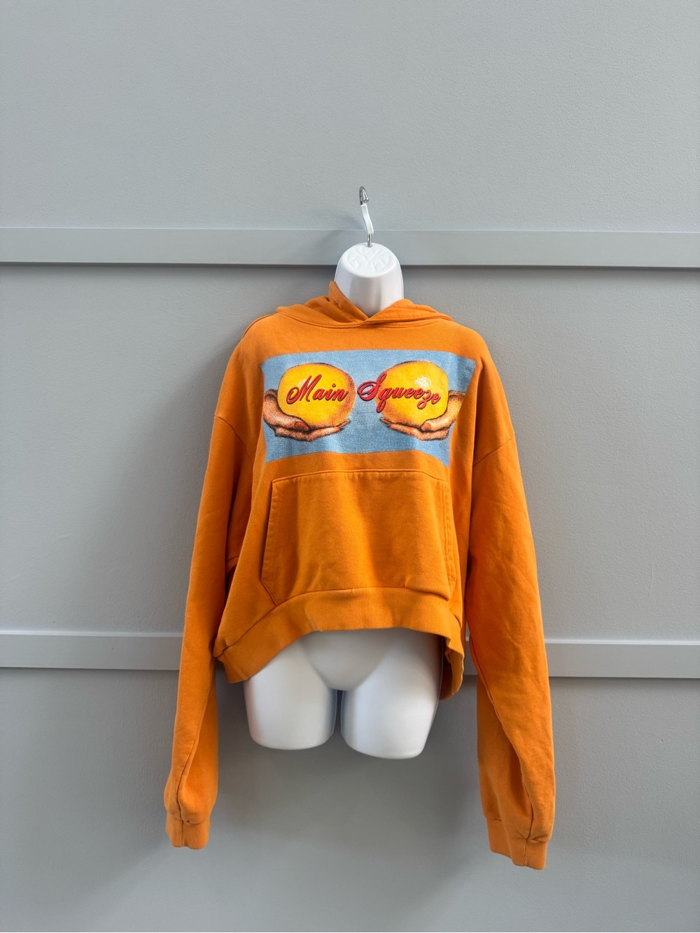 Boys Lie Cropped Orange Graphic Hoodie - Main Squeeze